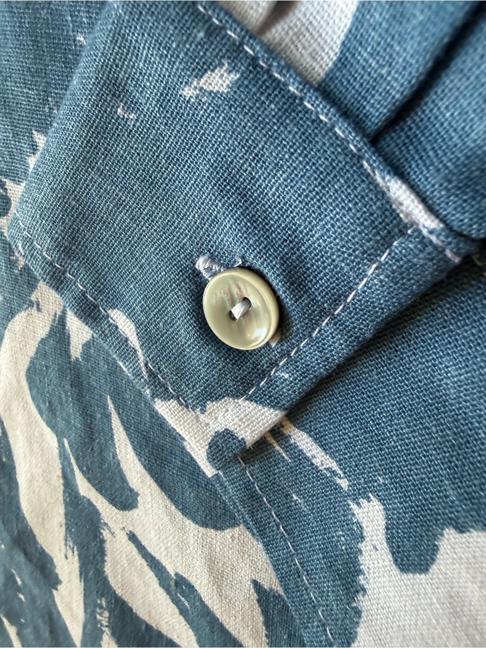 NWT Charlie Paige Blue Floral Button-Down Shirt linen viscose blend coastal S - Picture 7 of 8